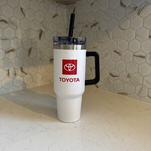 Toyota Product 40 oz White Beverage Tumbler Red  Logo New Without Box